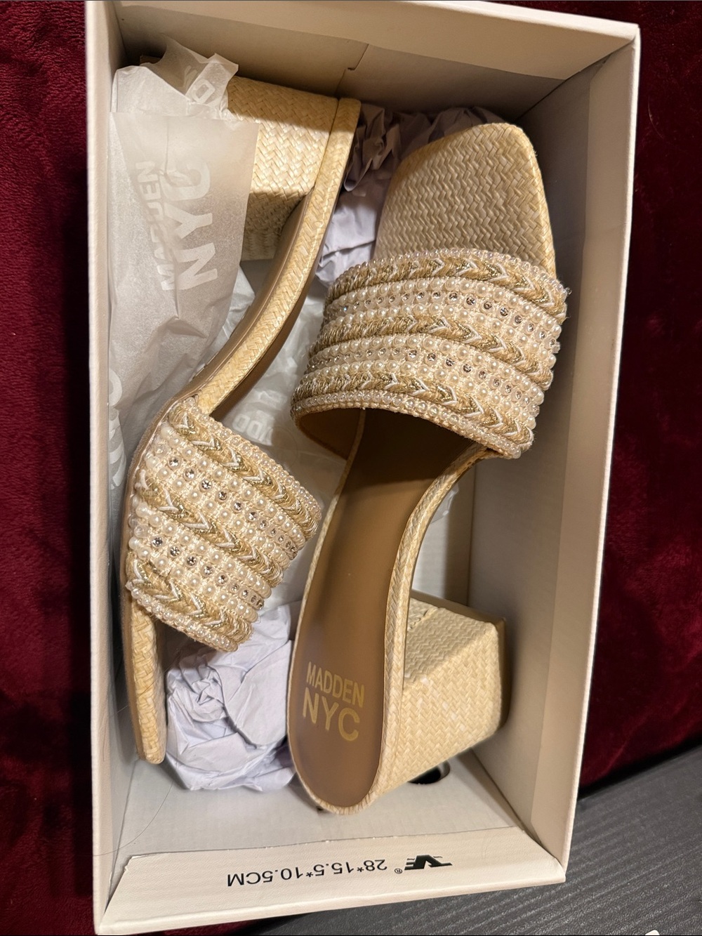 Steve Madden Cream Beaded Braided Slide Mules